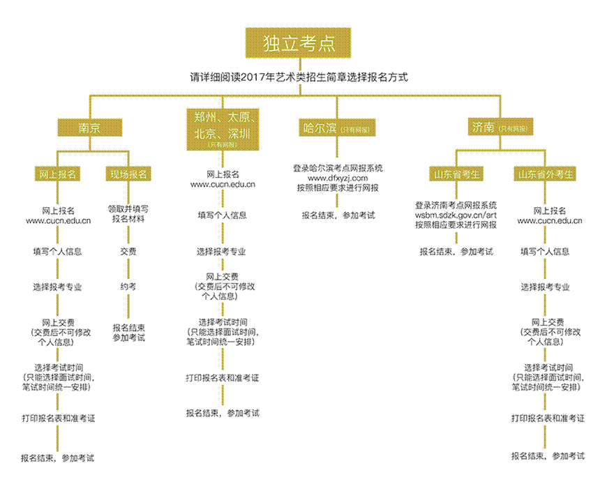 中国传媒大学南广学院2017年艺术类本科专业独立考点报名样表